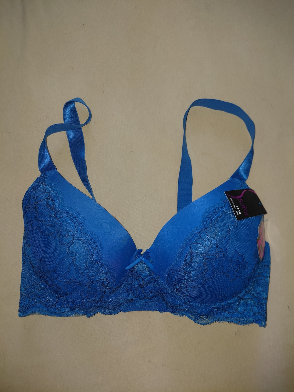 Sofra Royal Blue Lace Bra 34DD NWT